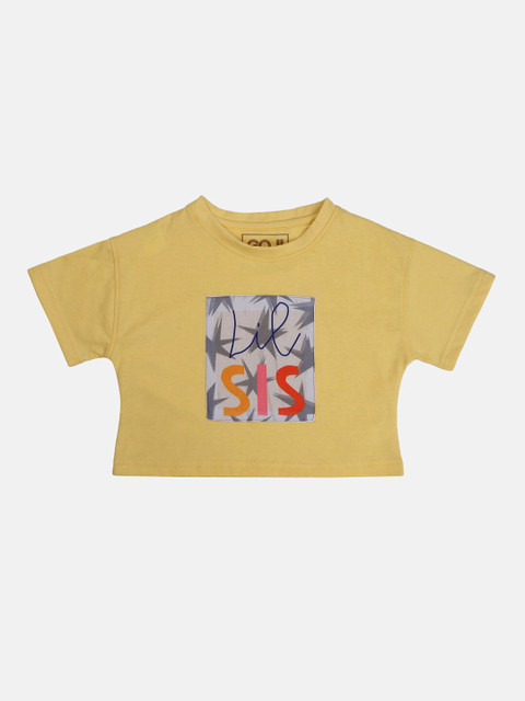 

GOJI Girl Yellow Printed Boxy Crop Top