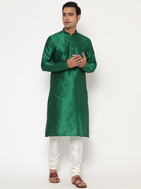

Glemora Men Green Dupion Silk Kurta with Pyjamas