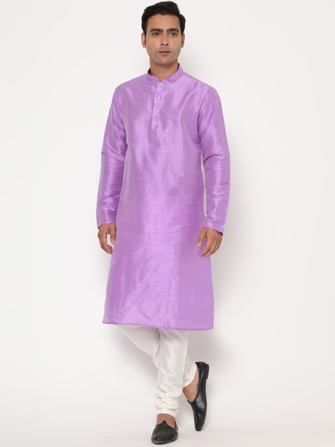 

Glemora Men Purple Dupion Silk Kurta with Churidar