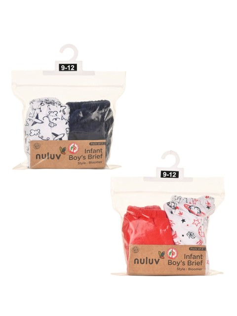 

Nuluv Infant Boys Pack Of 4 Assorted Pure Cotton Basic Briefs, Red