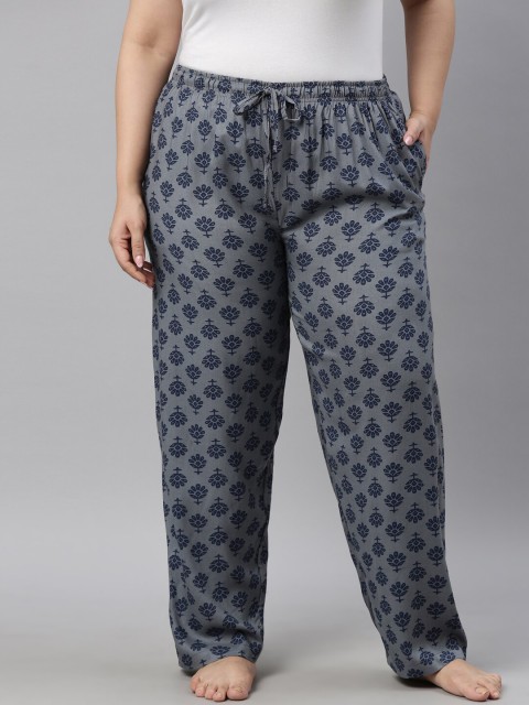 

Go Colors Plus Size Women Grey Printed Lounge Pants