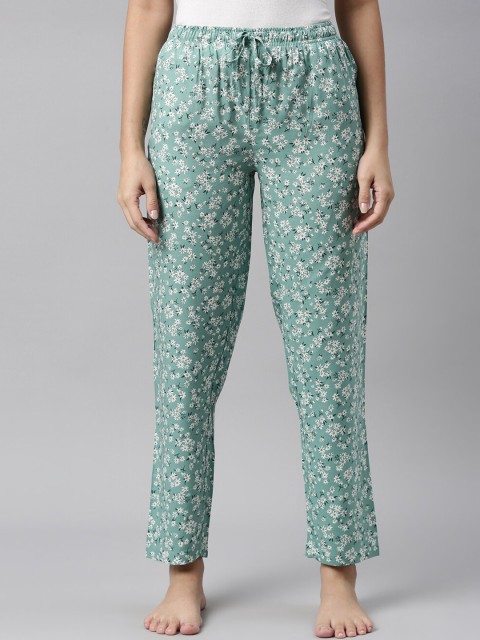 

Go Colors Women Green Floral Printed Lounge Pants