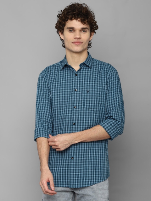 

Allen Solly Men Blue Slim Fit Tartan Checks Checked Casual Shirt