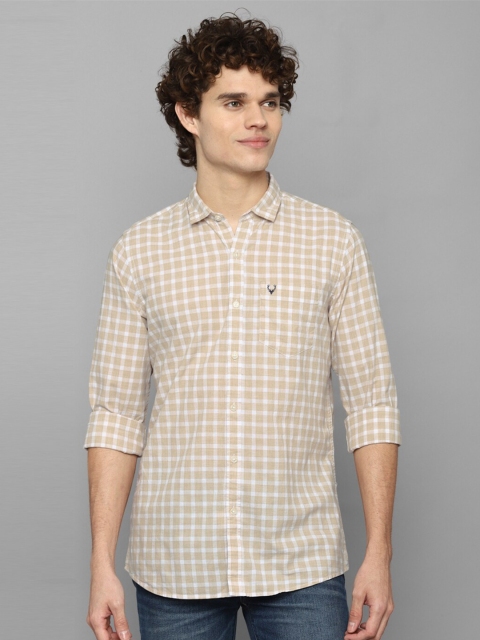 

Allen Solly Sport Men Beige Tartan Checked Pure Cotton Casual Shirt