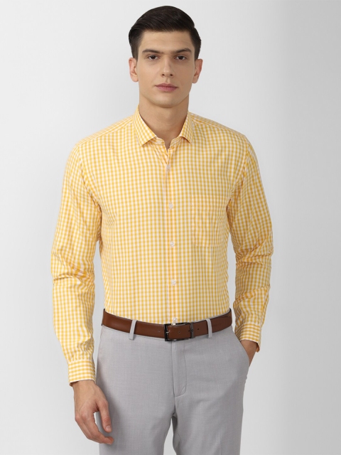 

Peter England Men Yellow Gingham Checks Checked Formal Shirt