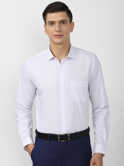 

Peter England Men Blue Slim Fit Grid Tattersall Checks Checked Formal Shirt