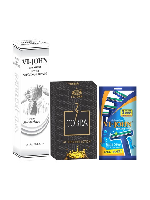 

VI-JOHN Men Shaving Cream, Cobra After Shave Lotion & Razor 325gm, Multi