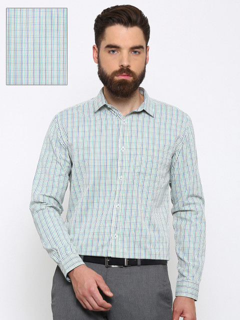 

Independence Men Yellow & Green Slim Fit Checked Formal Shirt