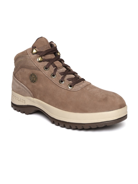 Woodland ProPlanet Men Brown Solid Mid-Top Leather Outdoor Shoes available at myntra for Rs.2791