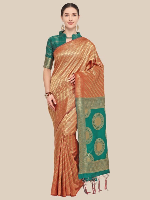 

Saree Swarg Red & Green Woven Design Zari Silk Blend Banarasi Sarees