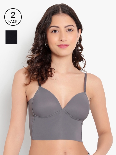 

PARKHA Black & Grey Bralette Lightly Padded& Non Wired Bra