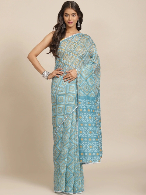 

all about you Blue & Yellow Saree