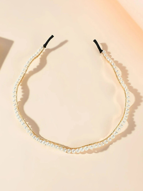 

EL REGALO Women White & Gold-Toned Hairband
