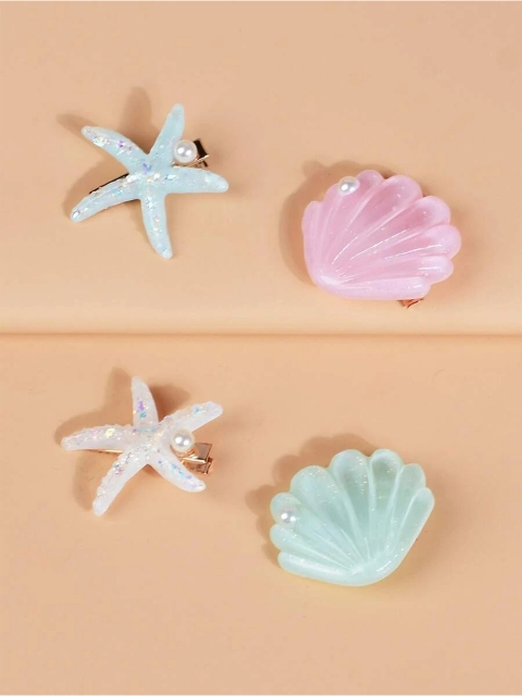 

EL REGALO Girls Green & Pink Set of 4 Tic Tac Hair Clip