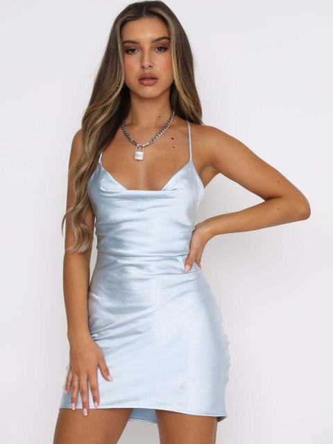 

MERCHE Women Grey Solid Sheath Mini Dress