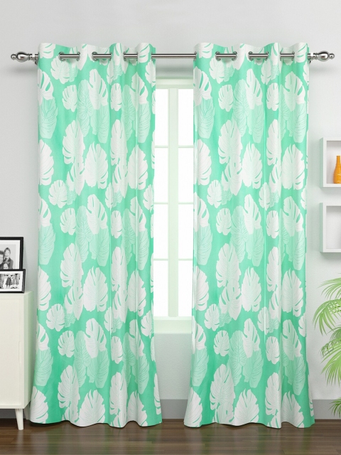 

Rubix Home Green & White Set of 2 Floral Door Curtain