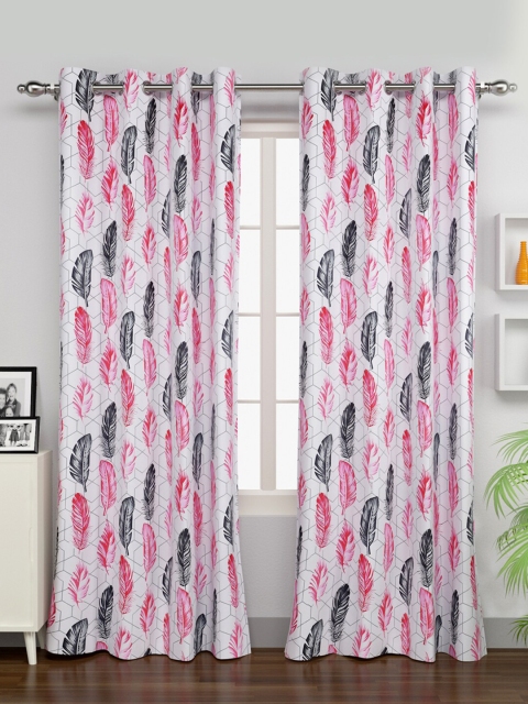 

Rubix Home White & Pink Set of 2 Printed Door Curtain