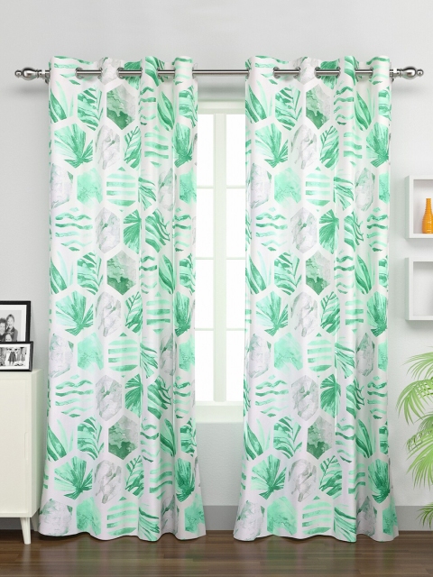 

Rubix Home White & Green Set of 2 Door Curtain