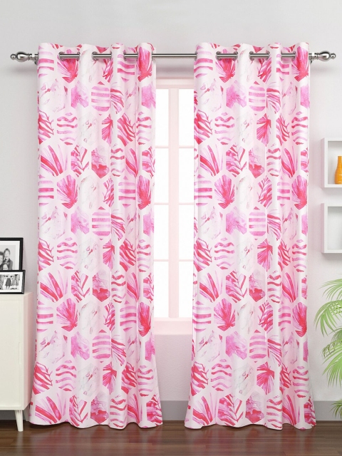 

Rubix Home Set of 2 Pink & White Door Curtain