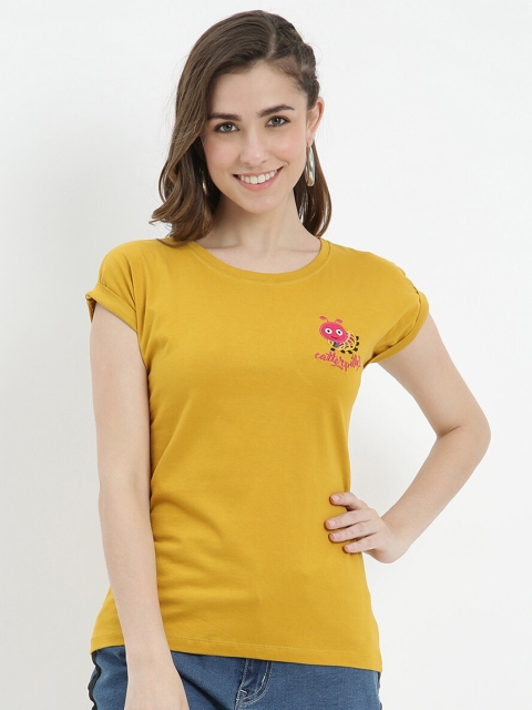 

V2 Value & Variety Yellow Roll-Up Sleeves Styled Back Top