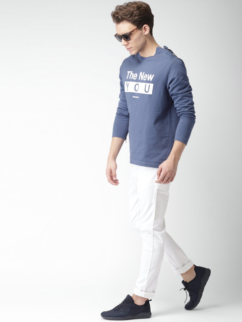 

Mast & Harbour Men Blue Printed Sweatshirt