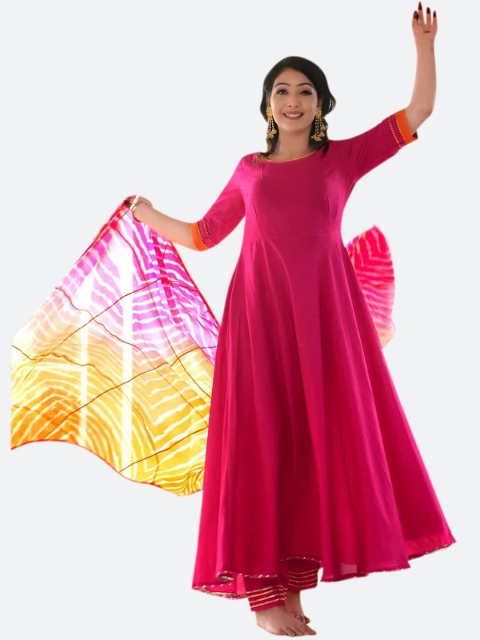 

KALINI Women Pink Kurti with Churidar & With Dupatta