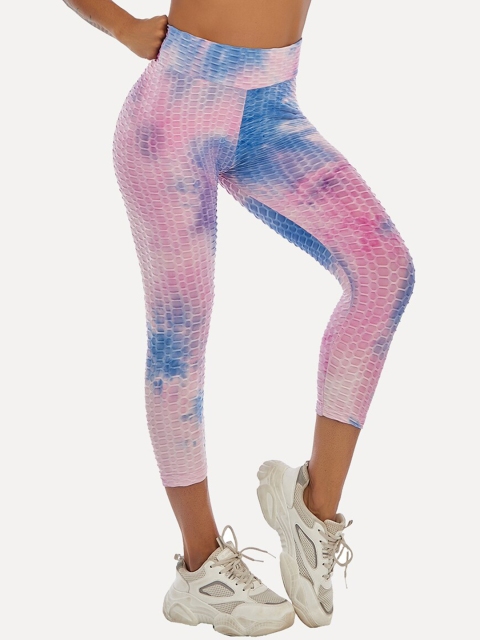 

URBANIC Pink Printed Slim Fit Gym Tights