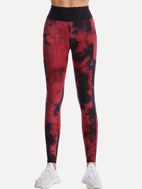 

URBANIC Women Red & Black Patterned Ankle-Length Sports Tights