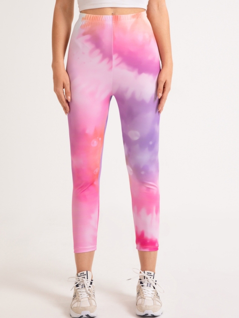 

URBANIC Women Pink & Purple Printed Ankle-Length Tights