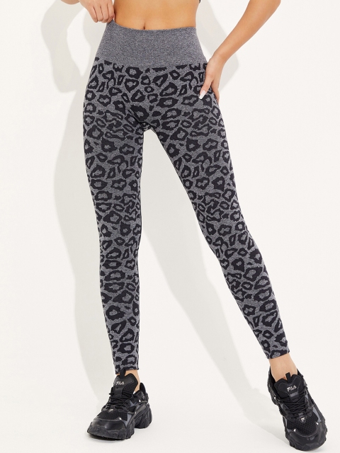 

URBANIC Women Charcoal Grey Printed Tights