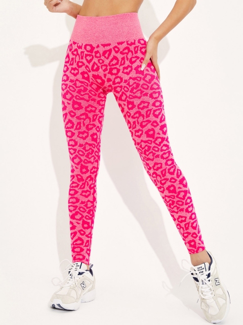 

URBANIC Women Rose Pink Printed Gym Tights