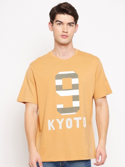 

Octave Men Mustard Yellow Typography Printed Cotton T-shirt