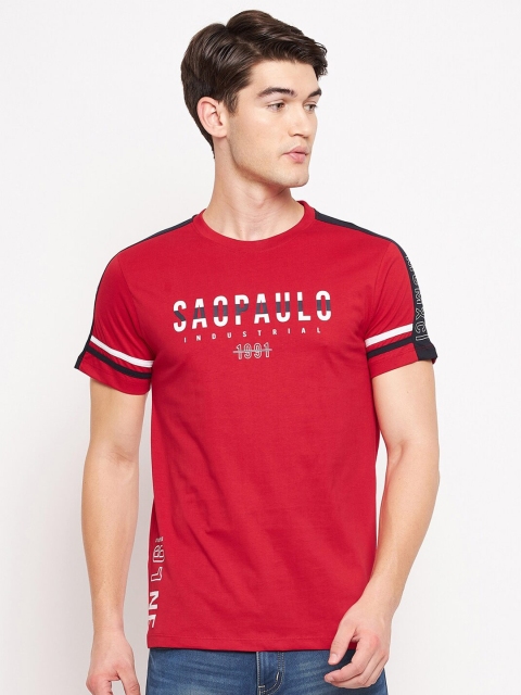 

Octave Men Red Typography Printed Applique T-shirt