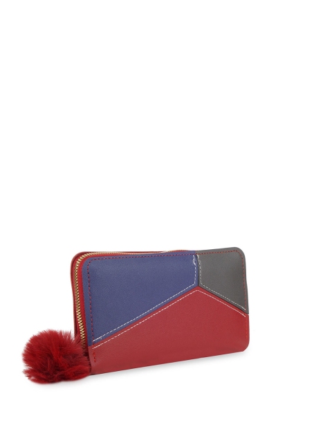 

Kanvas Katha Women Maroon Colourblocked Embroidered PU Envelope