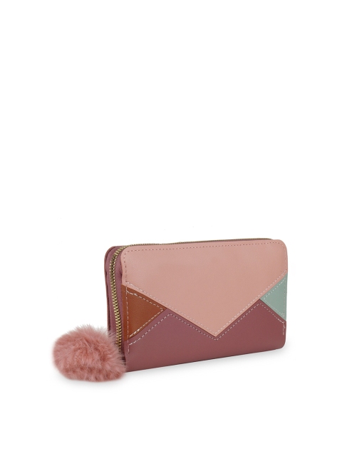 

Kanvas Katha Women Mauve & Green Colourblocked Embroidered PU Envelope