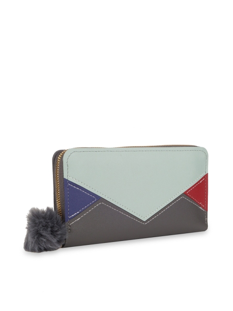 

Kanvas Katha Women Grey & Red Colourblocked Embroidered PU Envelope