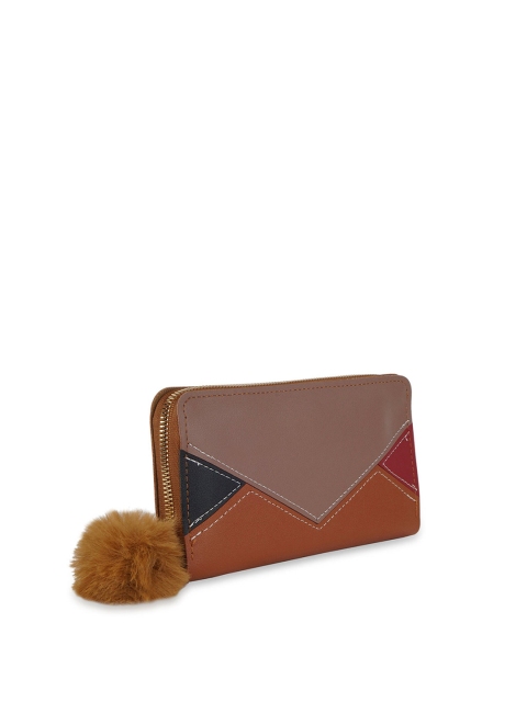 

Kanvas Katha Women Tan & Mauve Colourblocked Embroidered PU Envelope