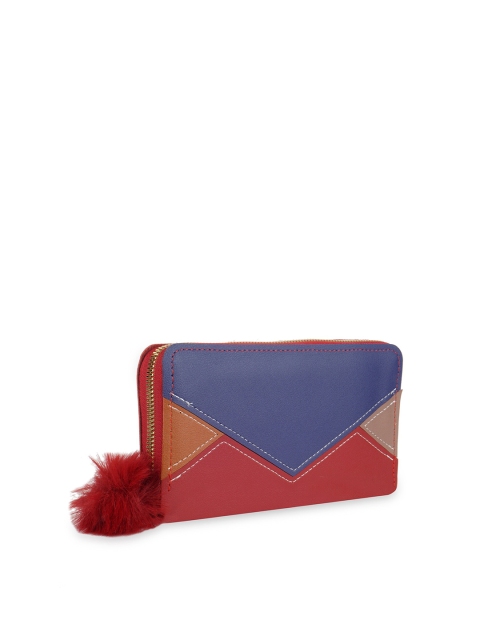 

Kanvas Katha Women Maroon & Blue Colourblocked Embroidered PU Envelope