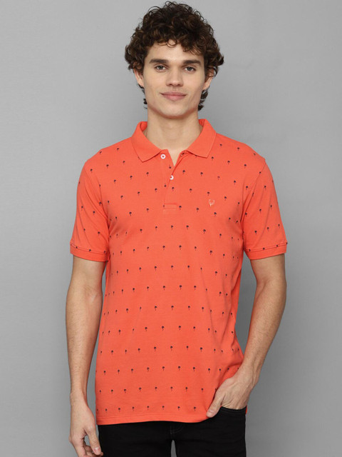 

Allen Solly Sport Men Orange Printed Polo Collar 100% Cotton T-shirt