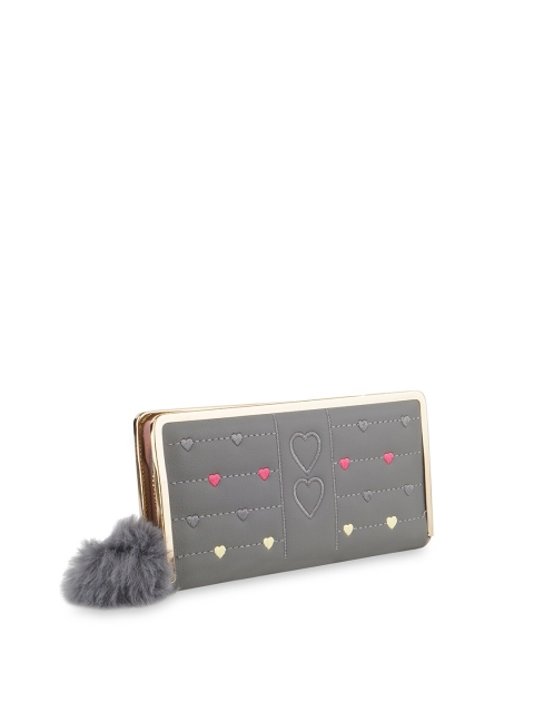 

Kanvas Katha Women Grey & Red Embroidered PU Envelope