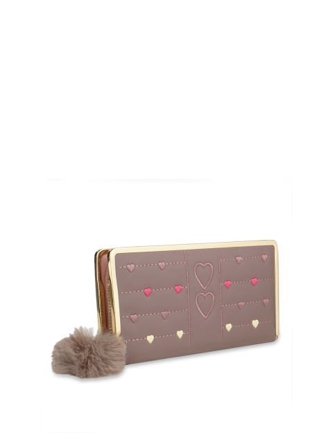 

Kanvas Katha Women Brown & Pink Abstract Embroidered PU Zip Around Wallet