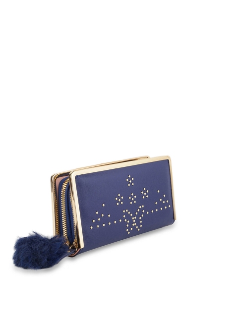 

Kanvas Katha Women Blue Embroidered PU Envelope