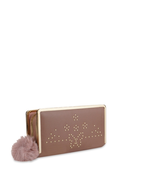 

Kanvas Katha Women Mauve Floral Embroidered PU Zip Around Wallet