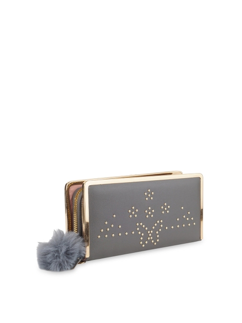 

Kanvas Katha Women Grey & Gold-Toned Embroidered PU Envelope