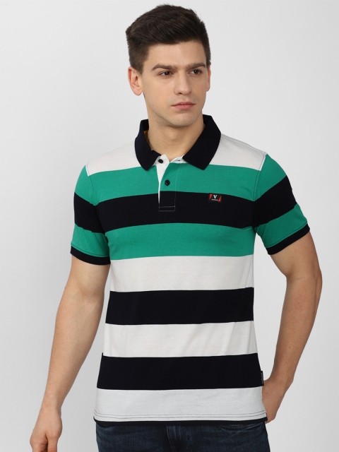 

Van Heusen Sport Men Black Striped Polo Collar Applique T-shirt