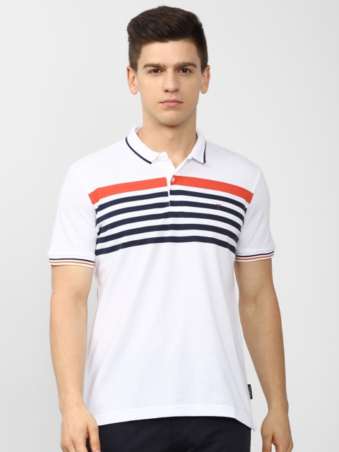 

Van Heusen Sport Men White Striped Polo Collar Applique T-shirt