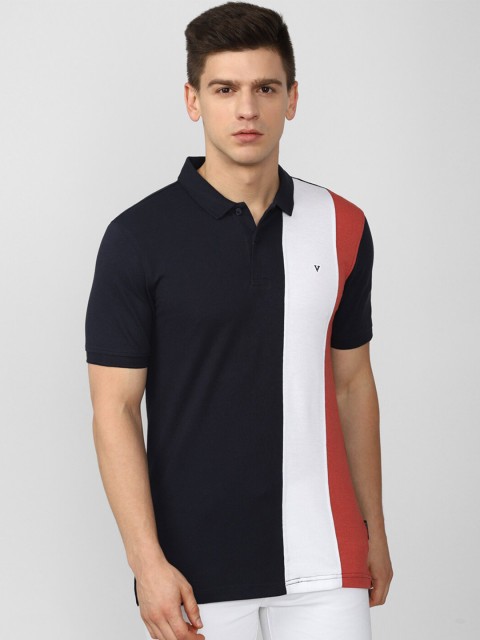 

Van Heusen Sport Men Navy Blue & White Colourblocked Polo Collar T-shirt