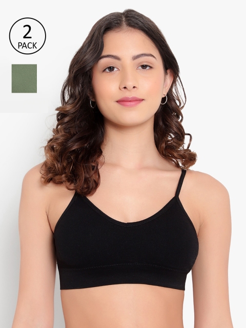 

PARKHA Black & Green Set Of 2 Bralette Bra
