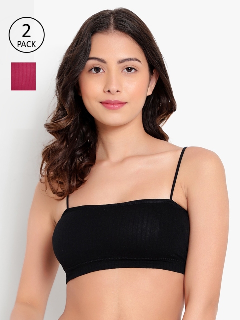 

PARKHA Set Of 2 Black & Pink Bralette Bra