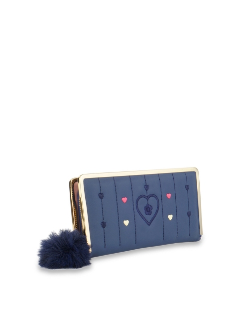 

Kanvas Katha Women Blue & Gold-Toned Geometric Embroidered PU Envelope
